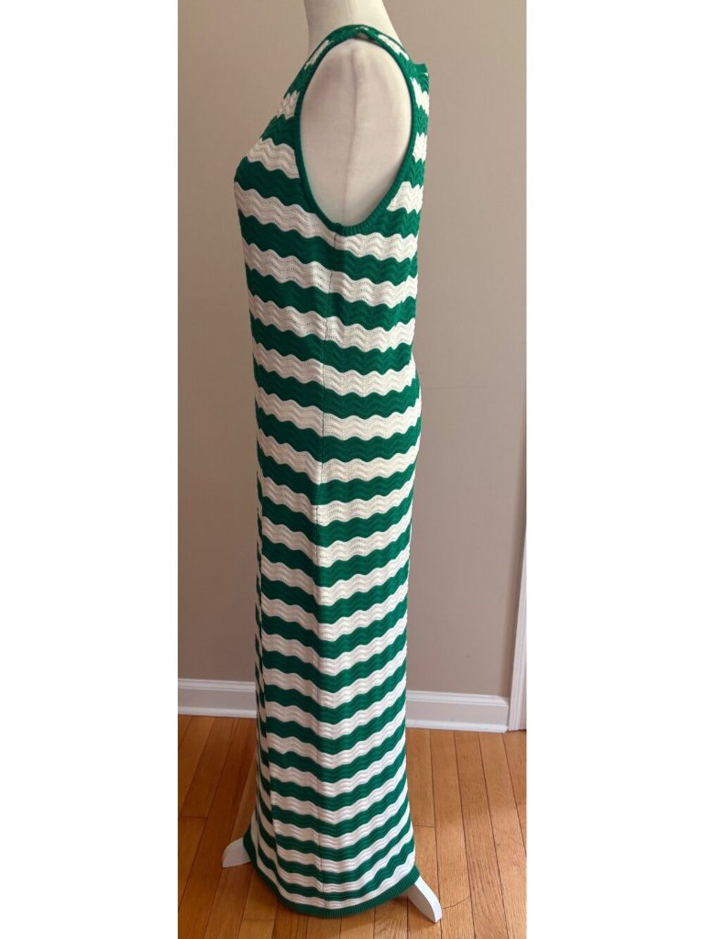 Hyacinth House Tuckernuck Green & White Wavy Knit Stripe Wilder Dress Size M - Picture 6 of 13